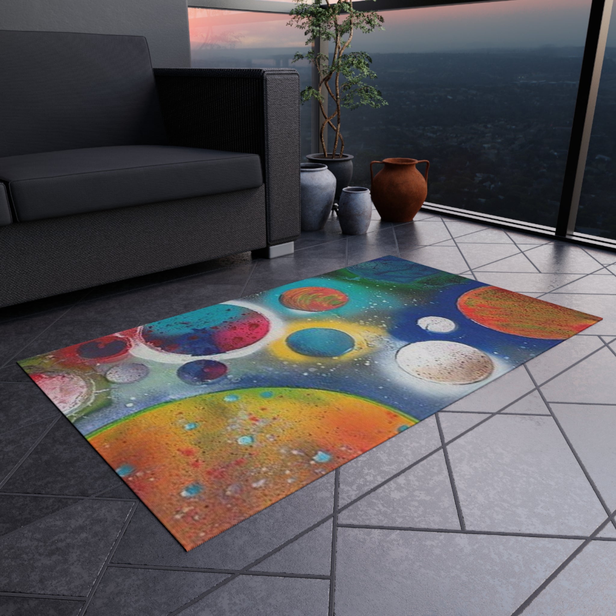 Galaxy Planets Outdoor Rug