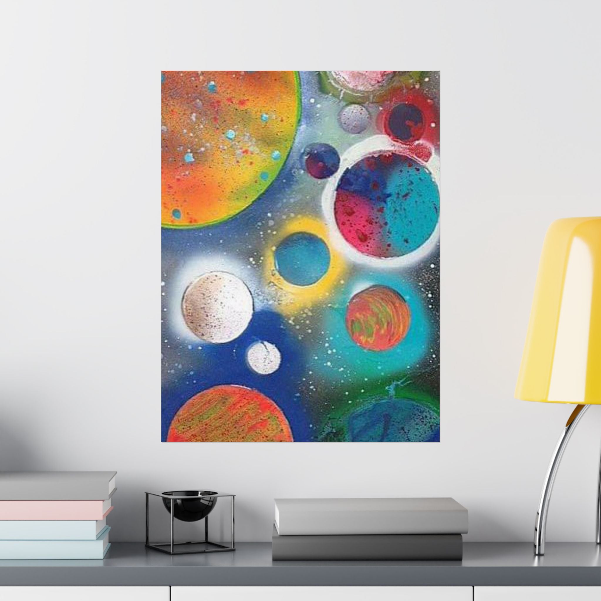 Galaxy Planets Print Matte Vertical Poster