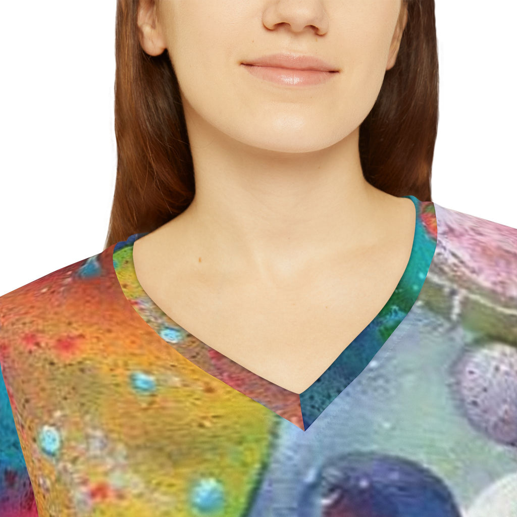 Galaxy Planets Women's V-Neck Long Sleeve