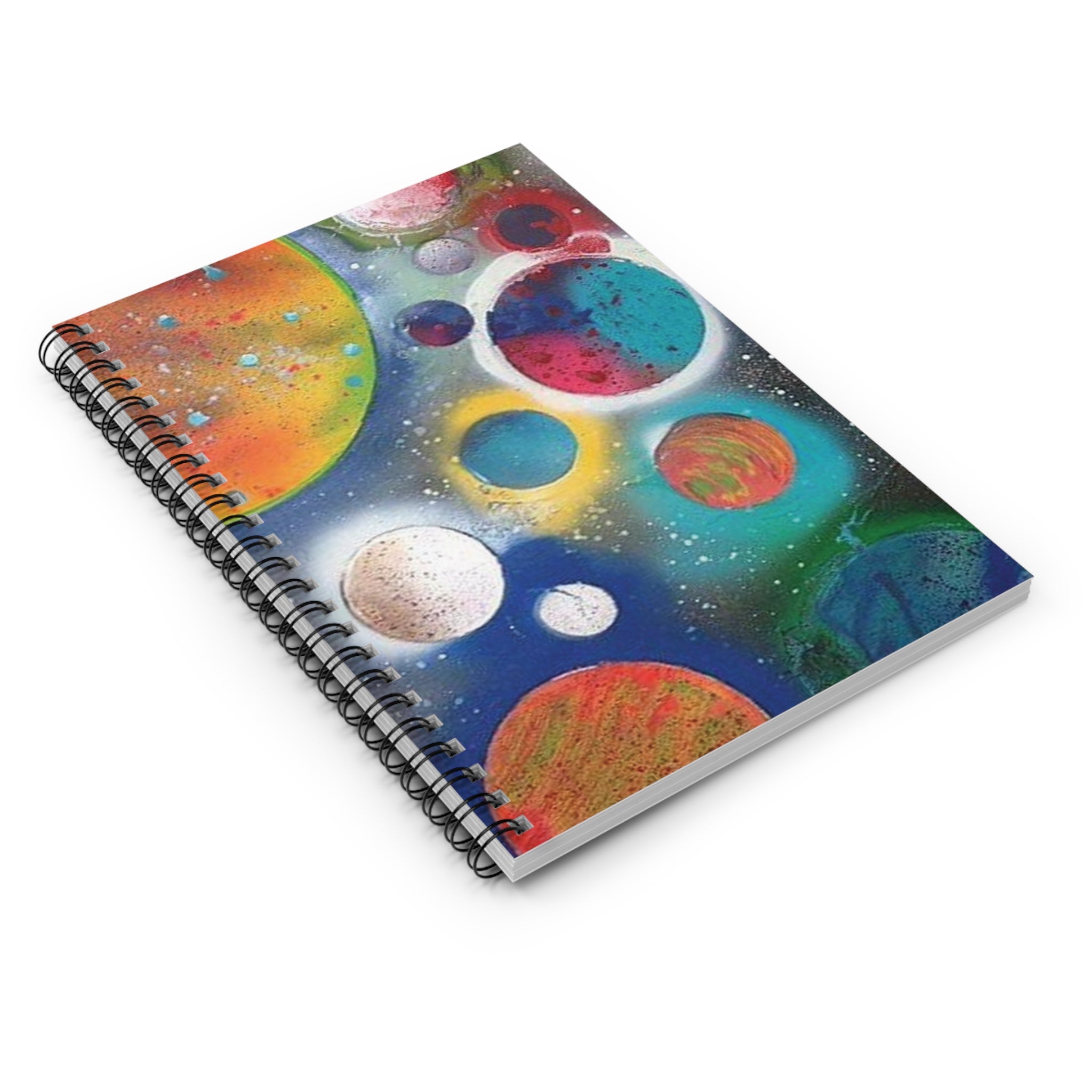 Galaxy Planets Spiral Notebook — Colorful Space Art Ruled Journal
