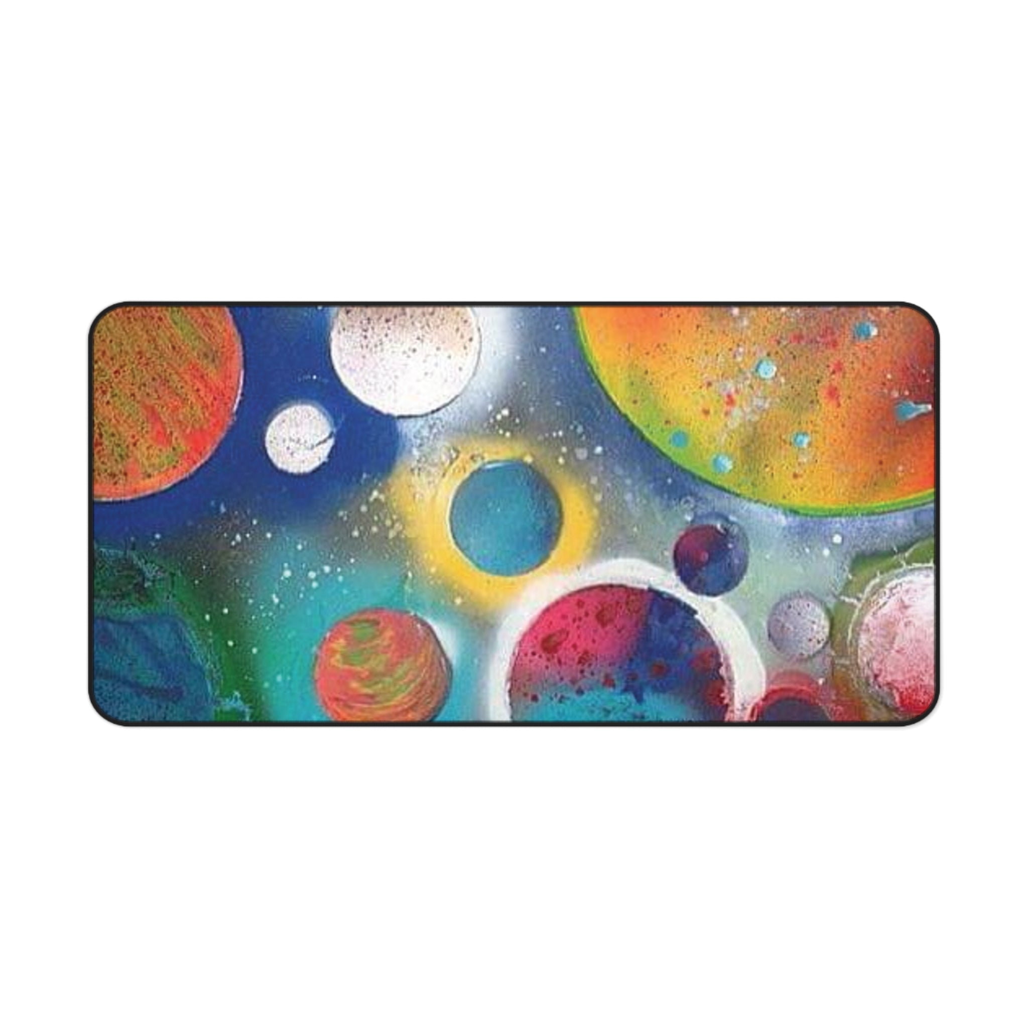 Colorful Planets Desk Mat — Vibrant Cosmic Galaxy Mouse Pad for Office & Gaming