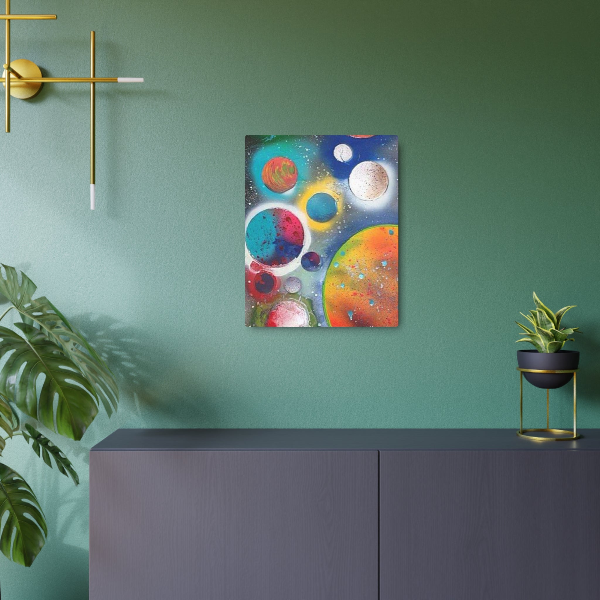 Galaxy Planets Metal Art Sign