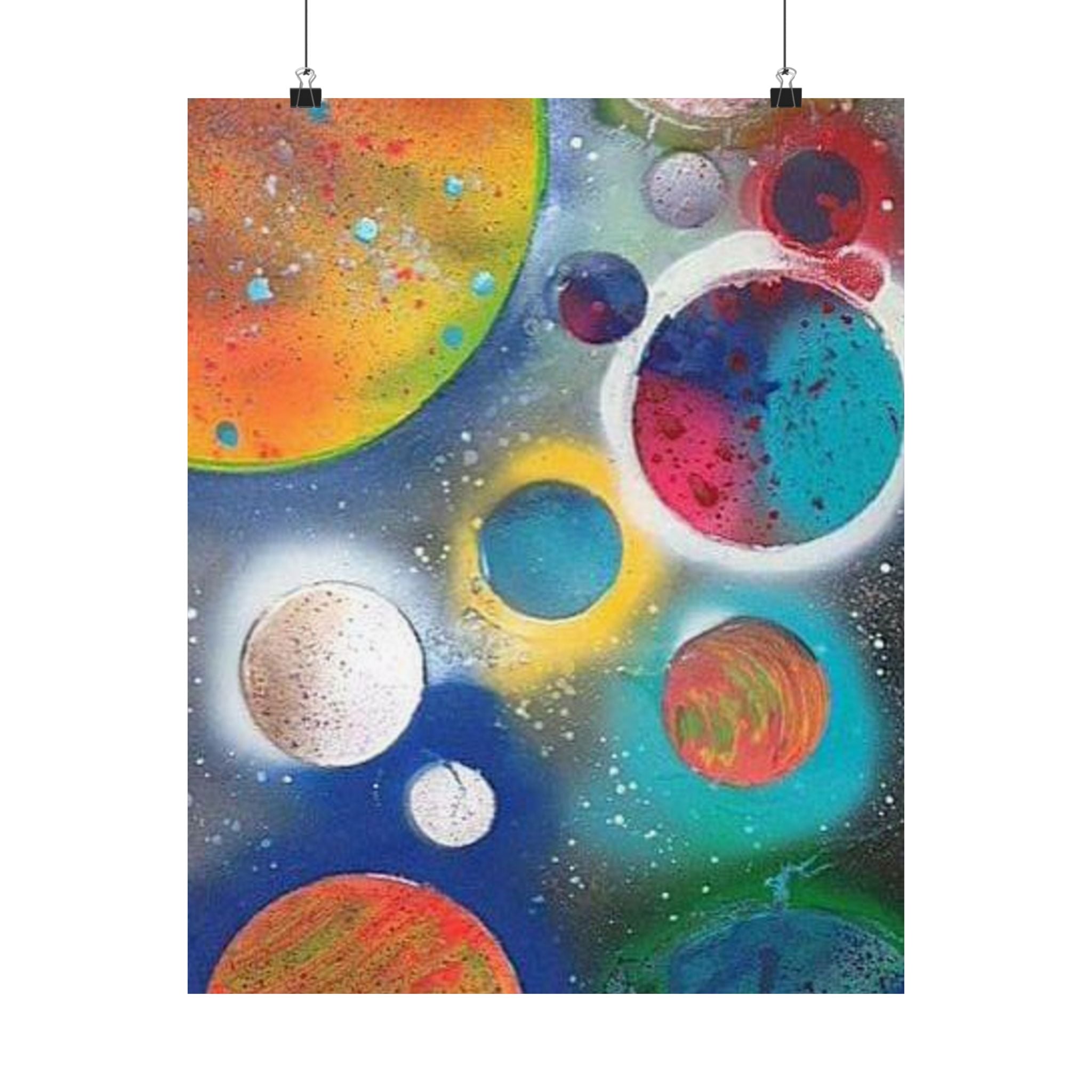 Galaxy Planets Print Matte Vertical Poster