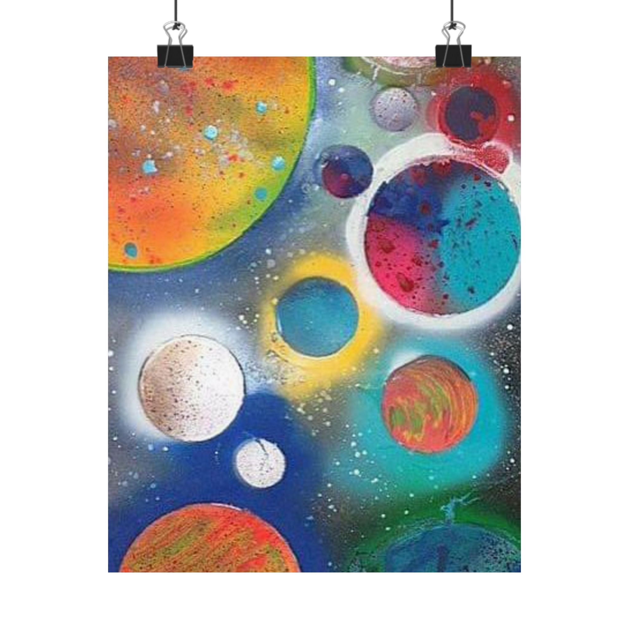 Galaxy Planets Print Matte Vertical Poster