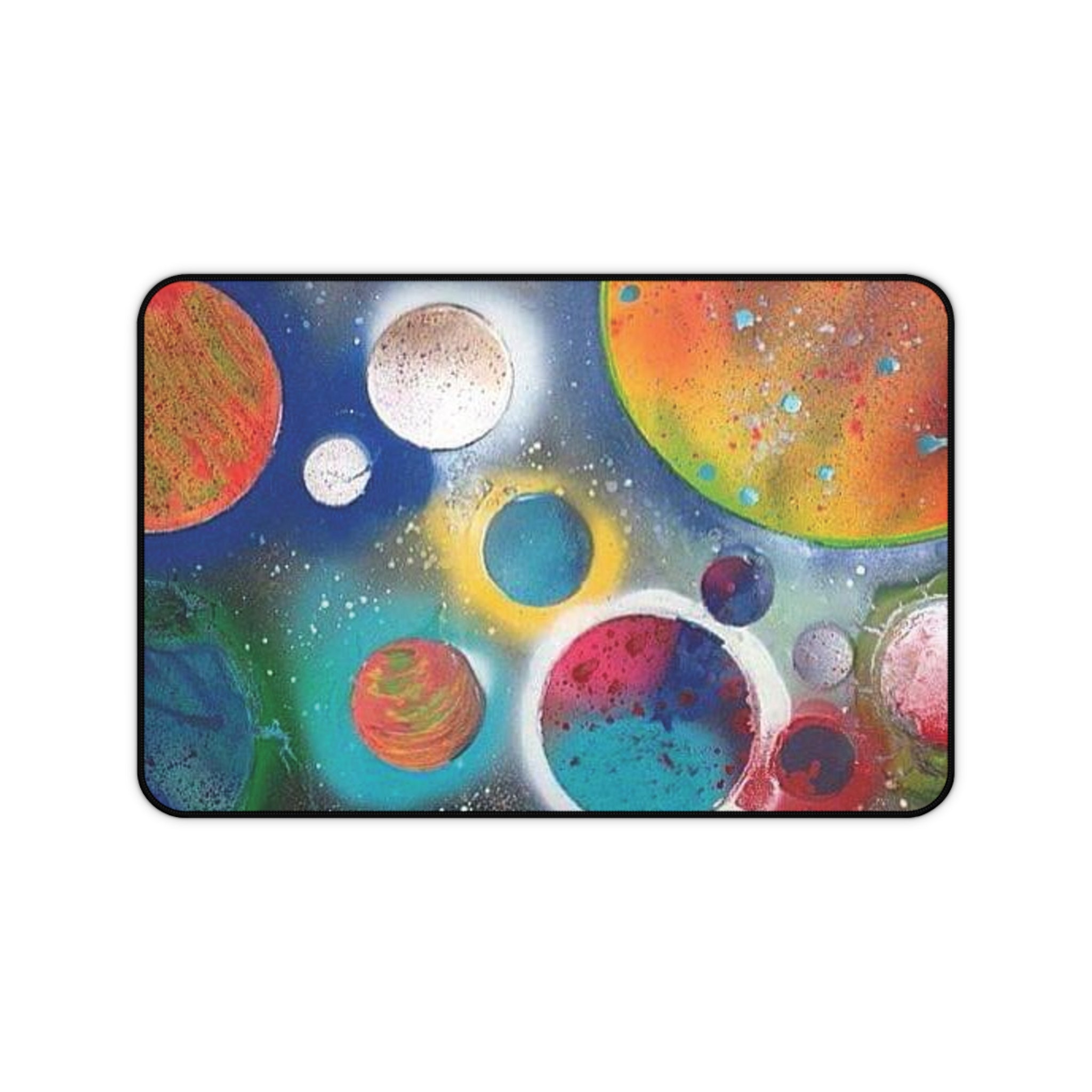 Colorful Planets Desk Mat — Vibrant Cosmic Galaxy Mouse Pad for Office & Gaming