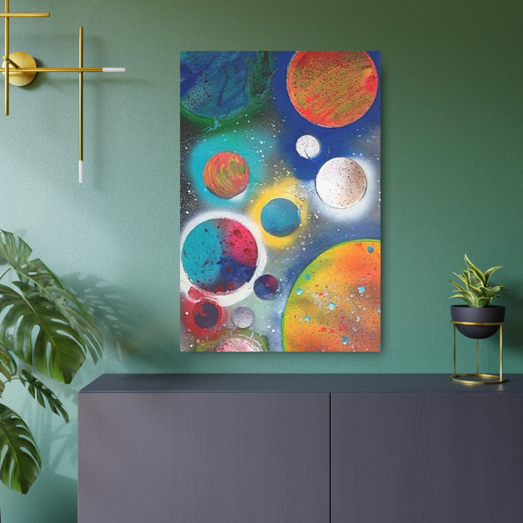 Galaxy Planets Metal Art Sign