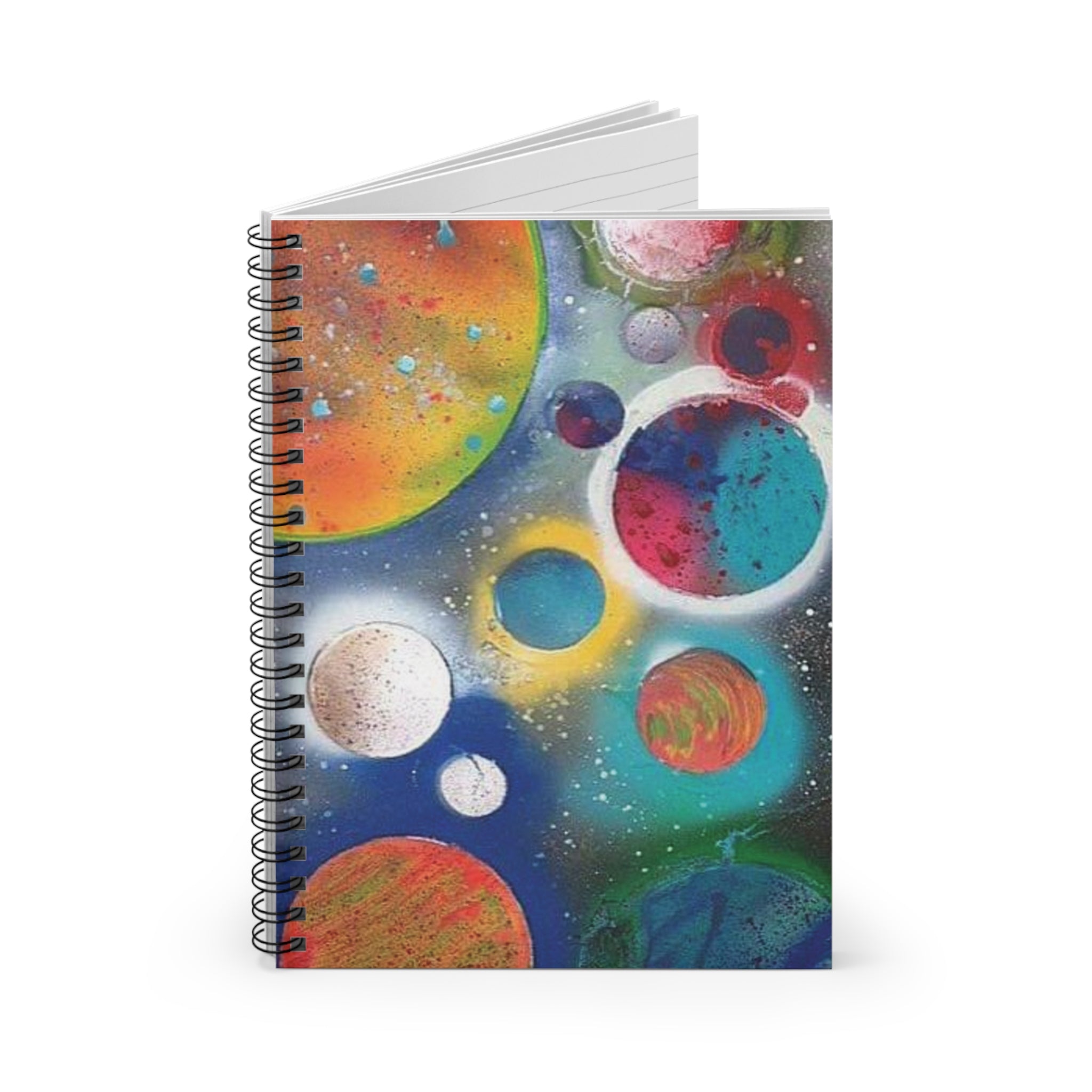 Galaxy Planets Spiral Notebook — Colorful Space Art Ruled Journal