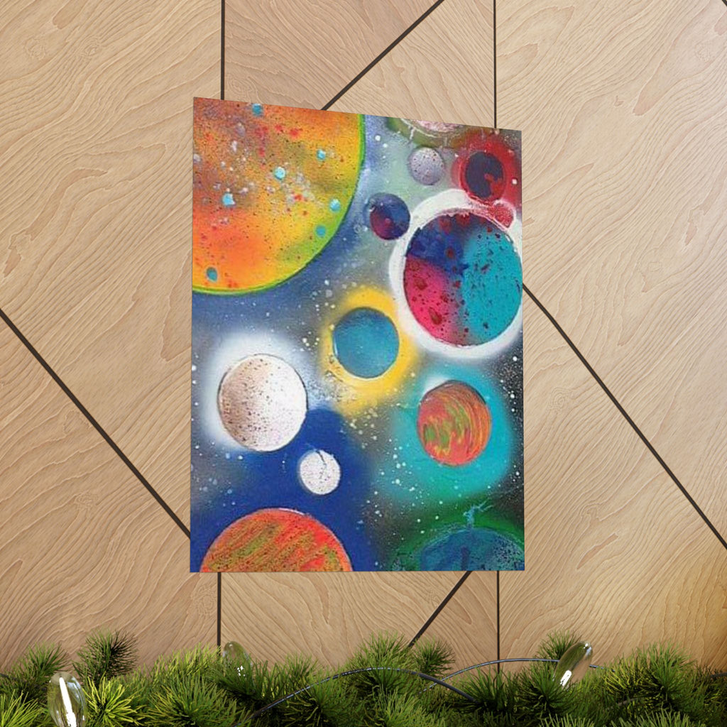 Galaxy Planets Print Matte Vertical Poster