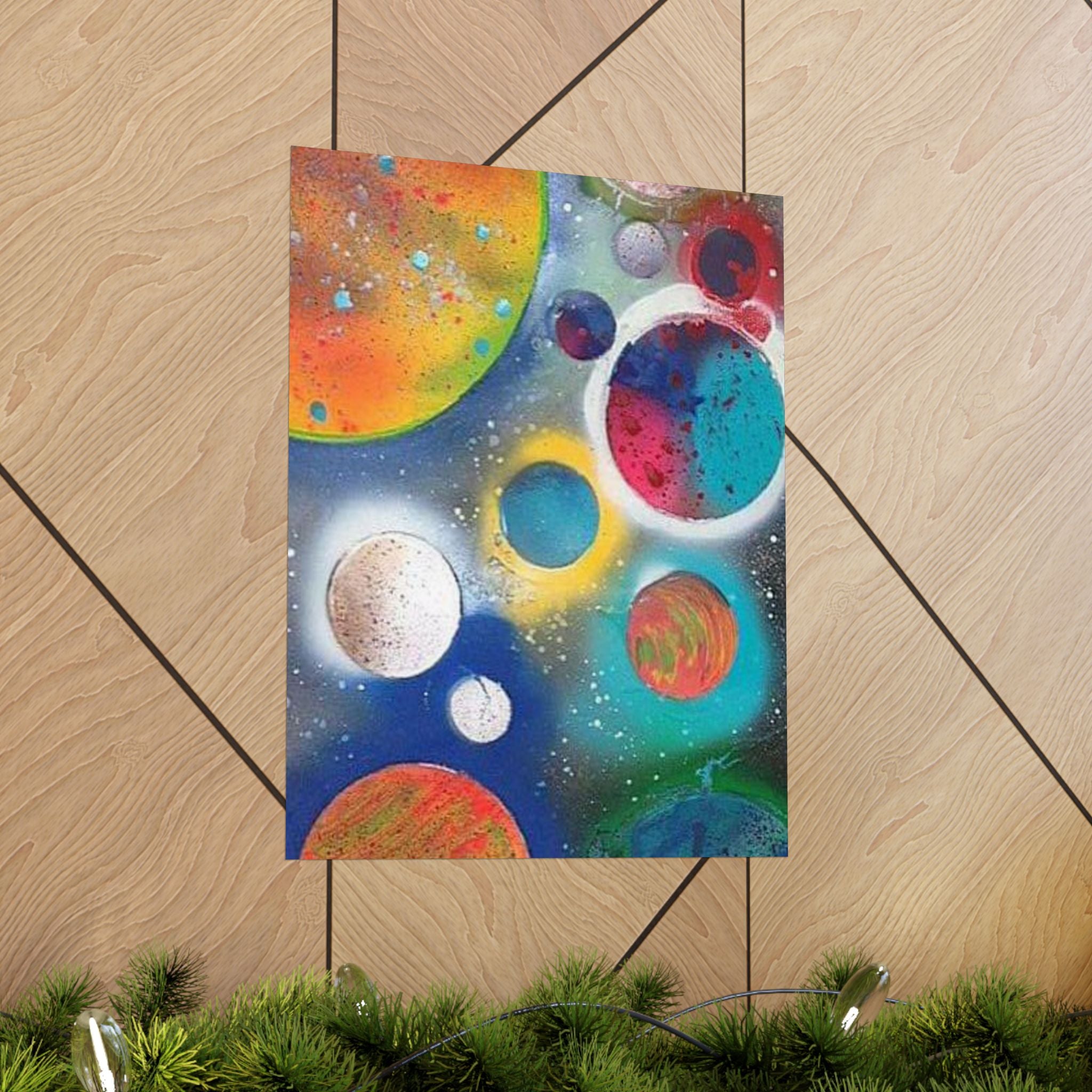 Galaxy Planets Print Matte Vertical Poster