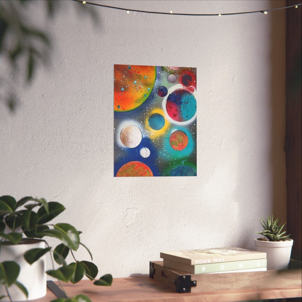 Galaxy Planets Print Matte Vertical Poster