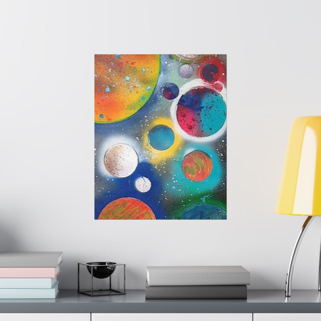 Galaxy Planets Print Matte Vertical Poster