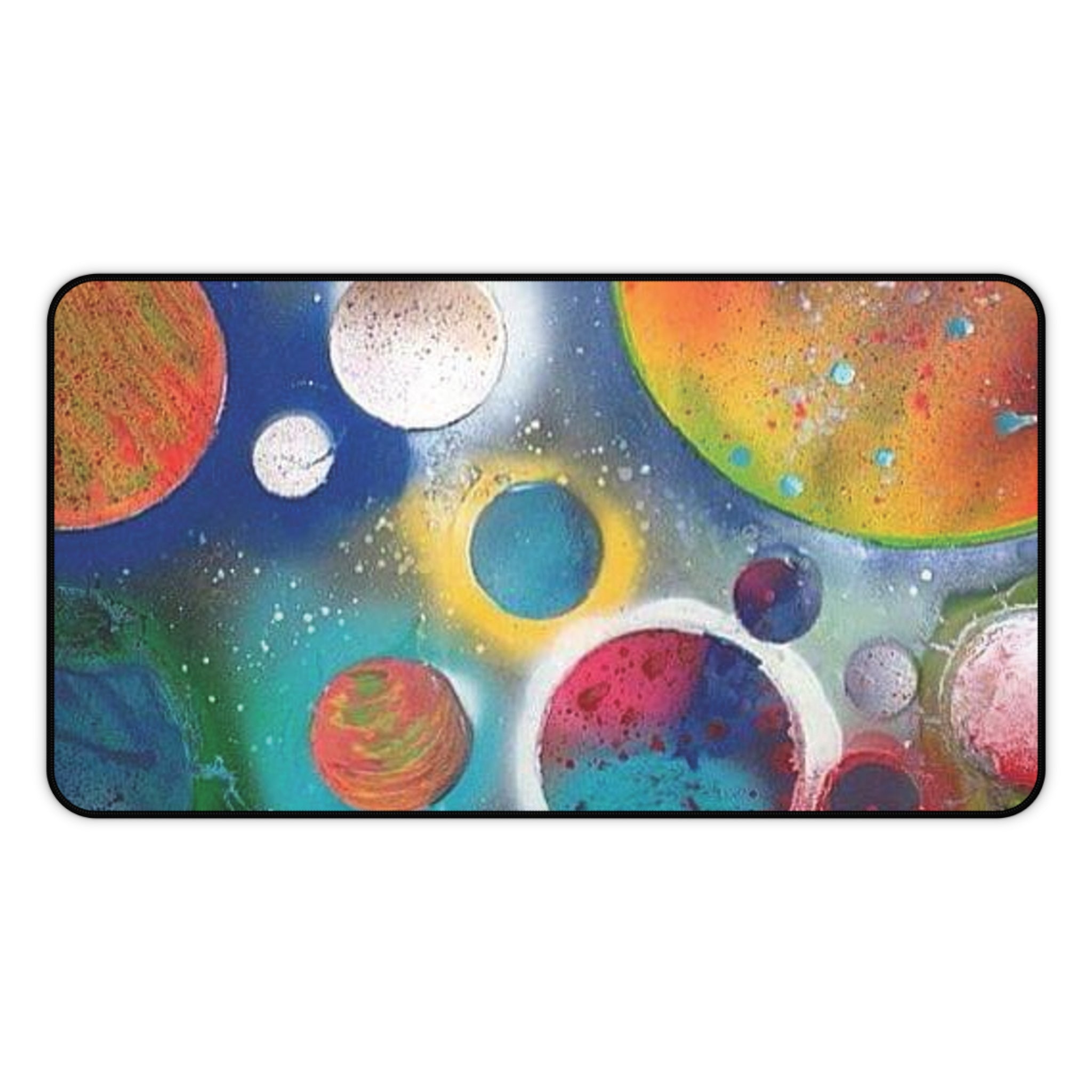 Colorful Planets Desk Mat — Vibrant Cosmic Galaxy Mouse Pad for Office & Gaming