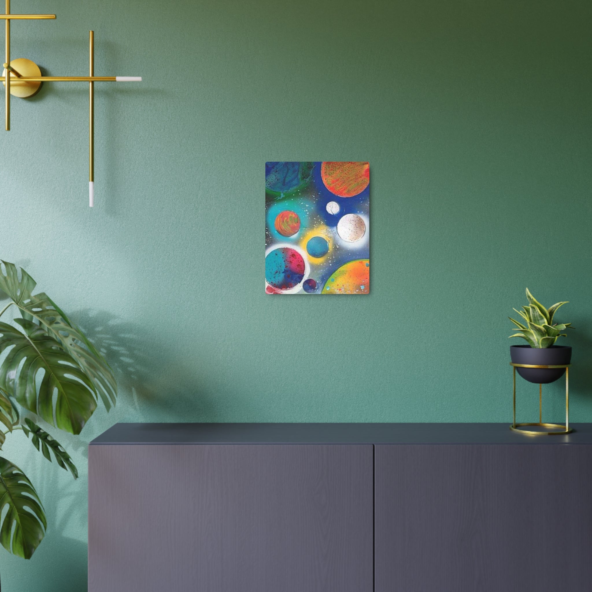 Galaxy Planets Metal Art Sign