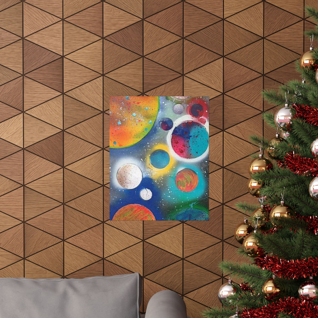 Galaxy Planets Print Matte Vertical Poster