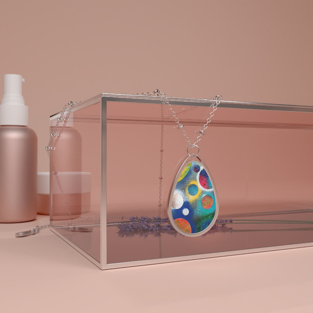 Galaxy Planets Oval Necklace