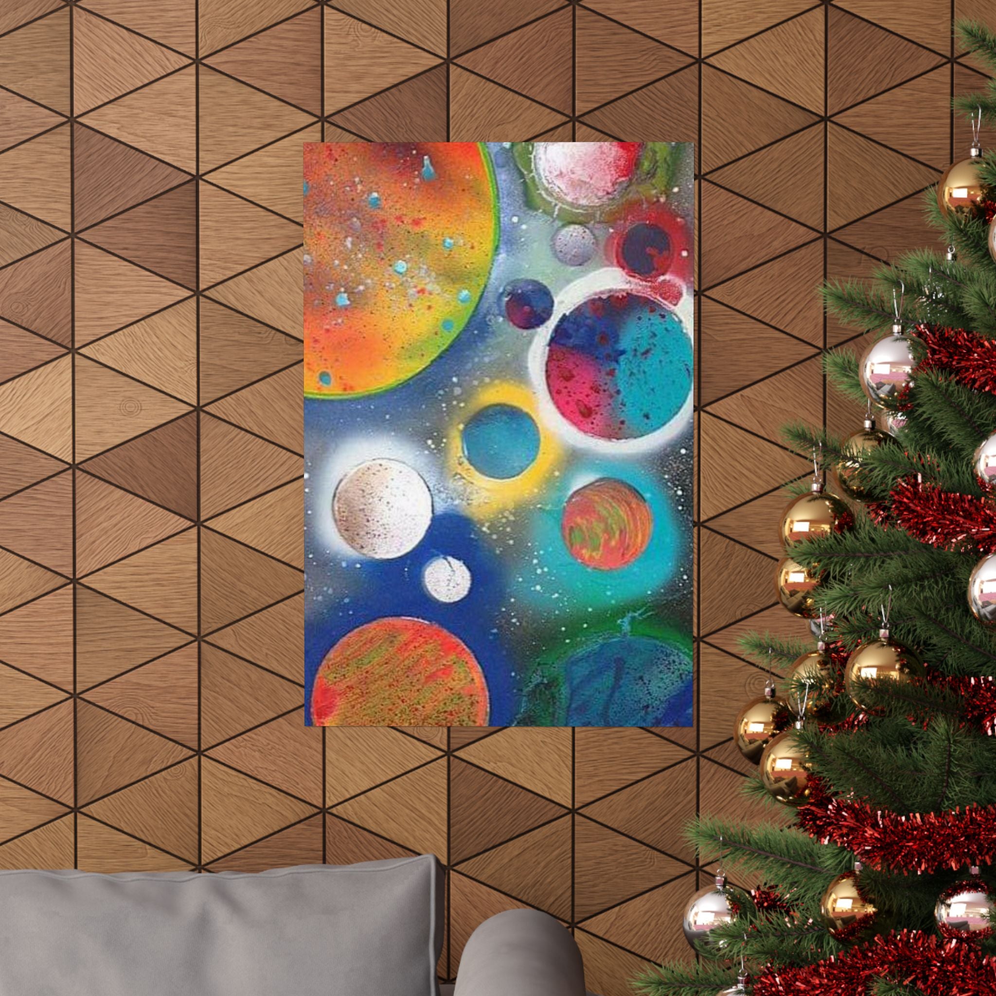 Galaxy Planets Print Matte Vertical Poster