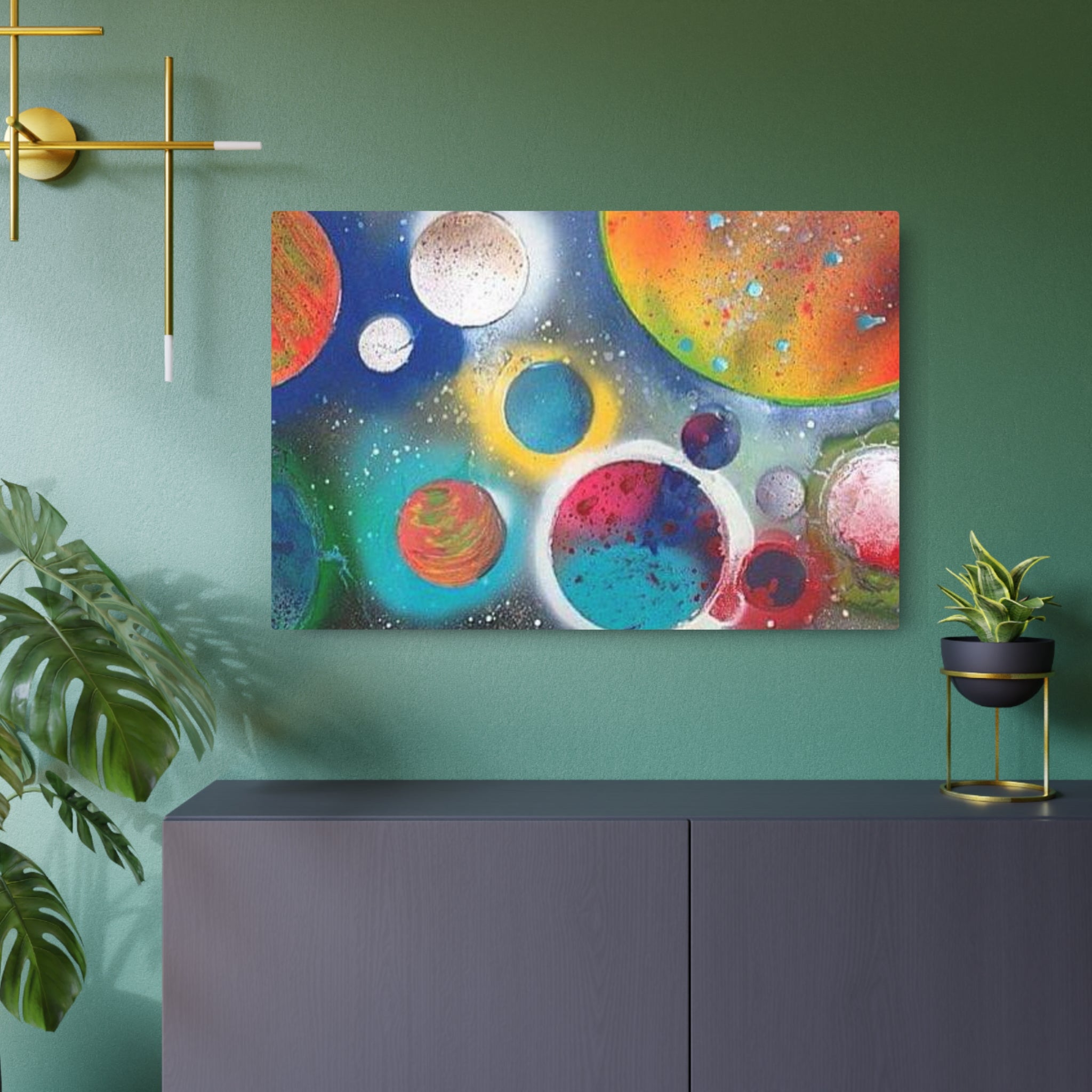 Galaxy Planets Metal Art Sign