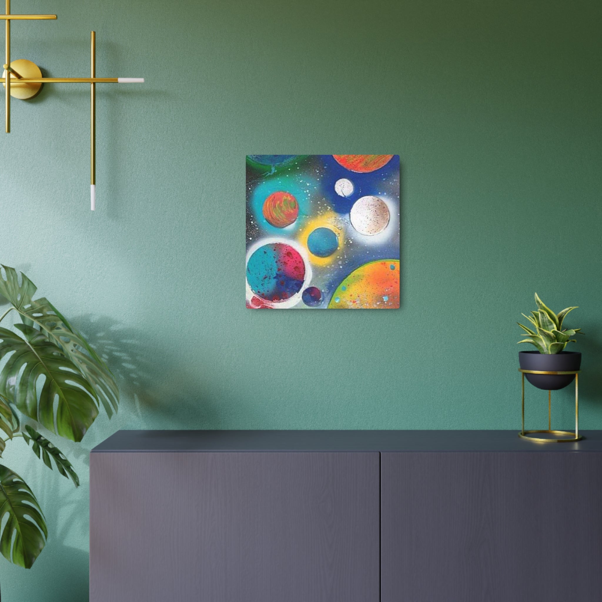 Galaxy Planets Metal Art Sign