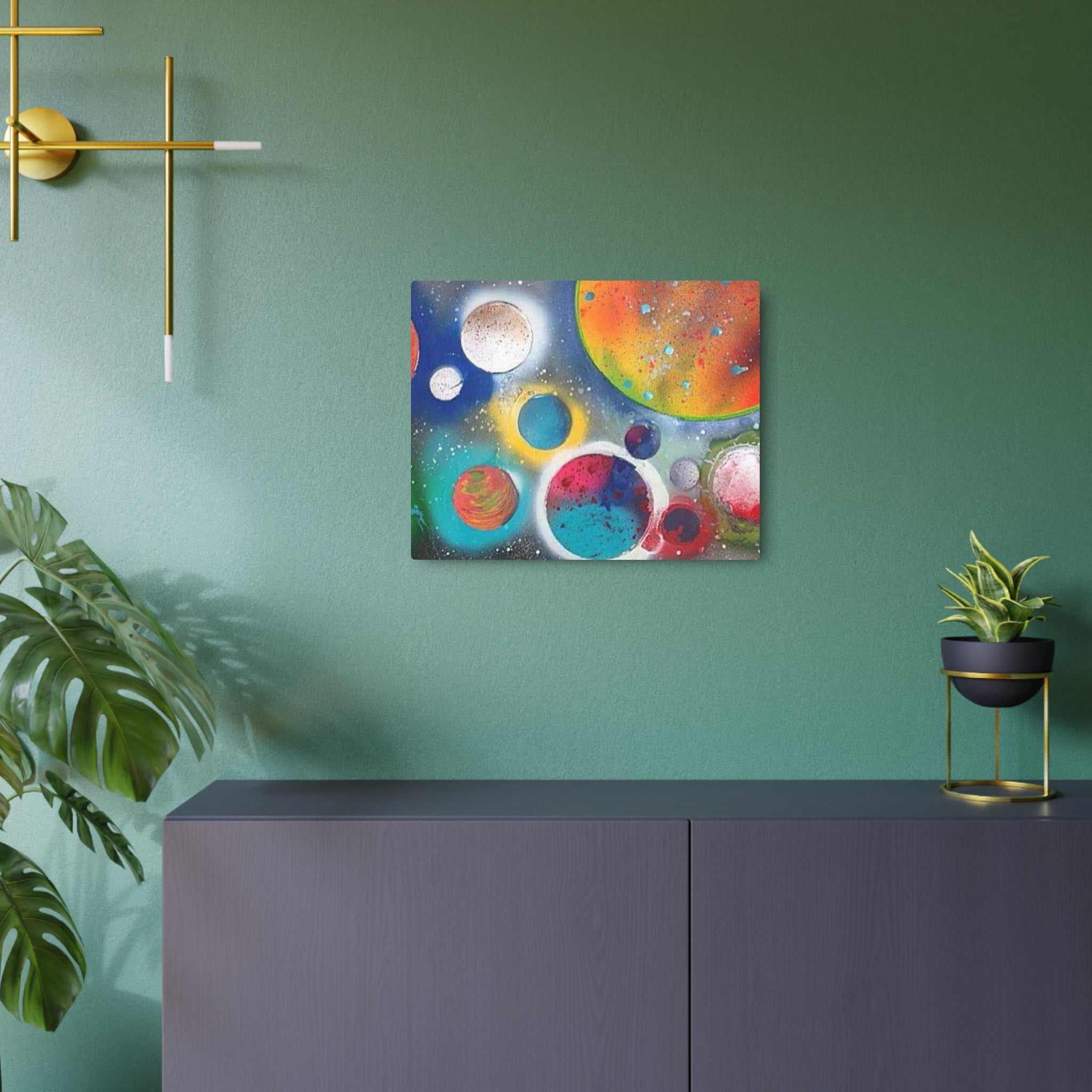 Galaxy Planets Metal Art Sign