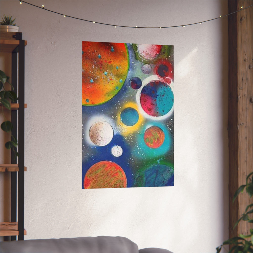 Galaxy Planets Print Matte Vertical Poster