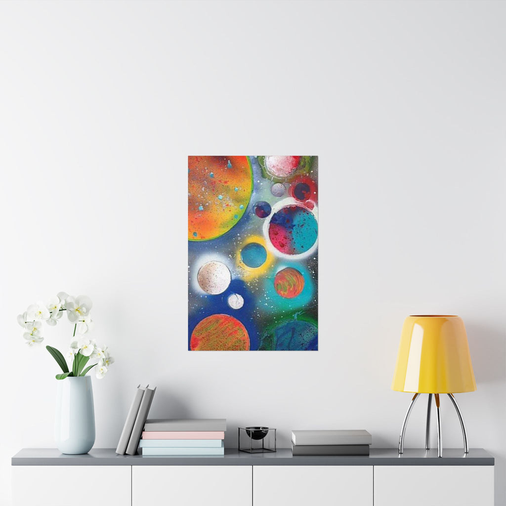 Galaxy Planets Print Matte Vertical Poster