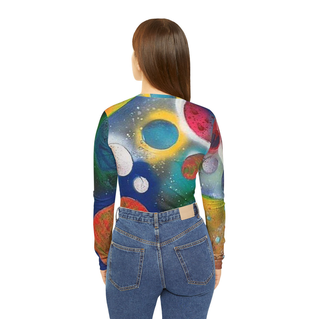 Galaxy Planets Women's V-Neck Long Sleeve