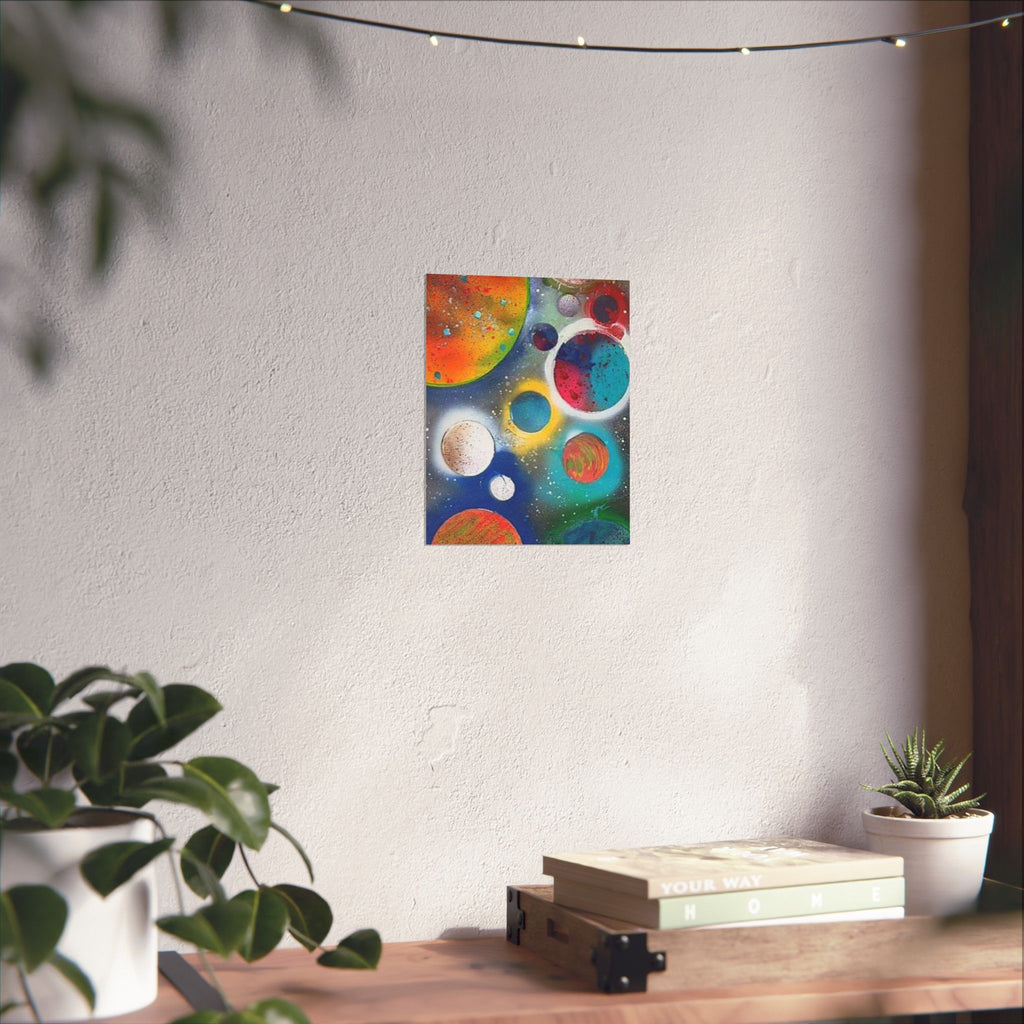 Galaxy Planets Print Matte Vertical Poster
