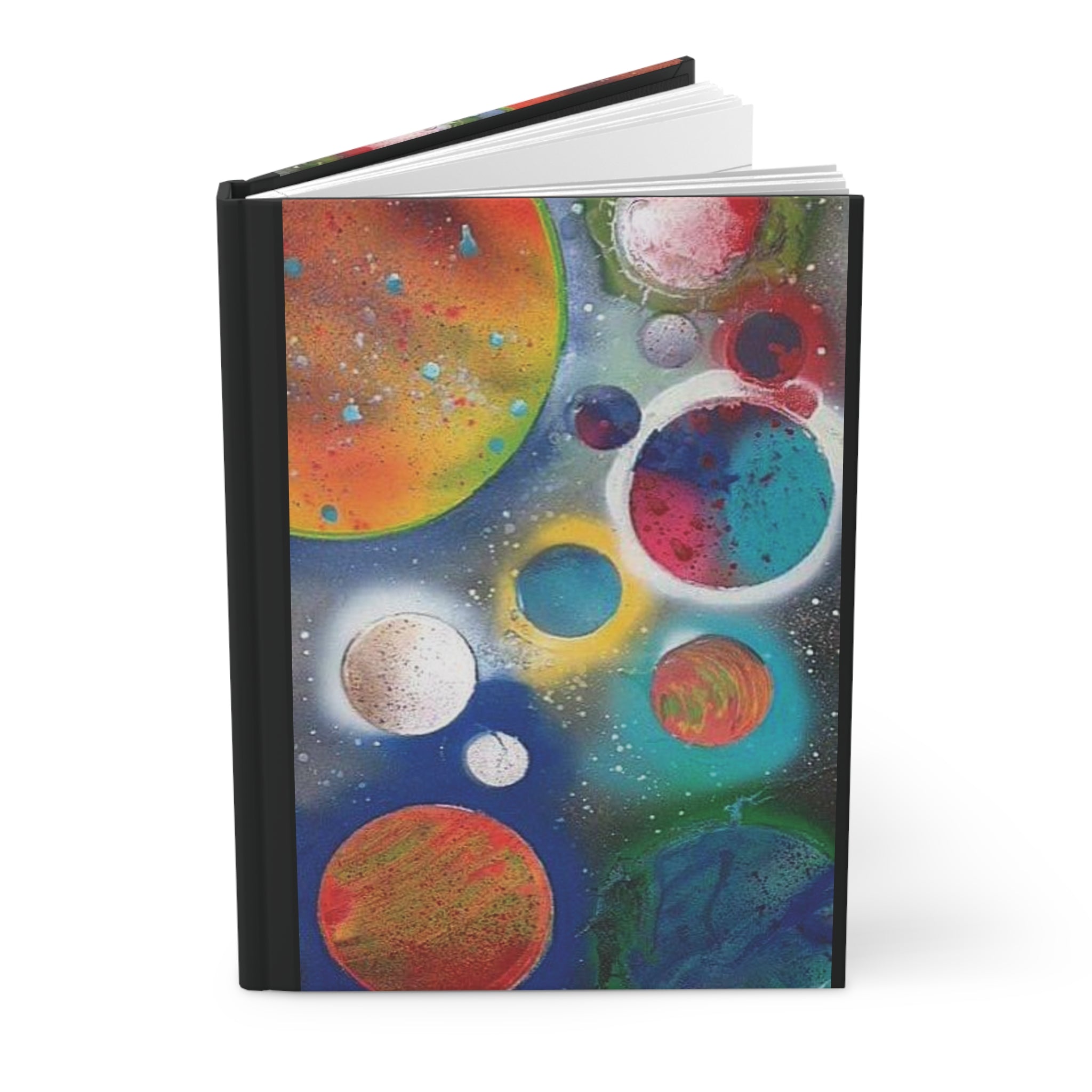 Space Planets Hardcover Journal — Colorful Abstract Cosmic Notebook for Notes & Sketches