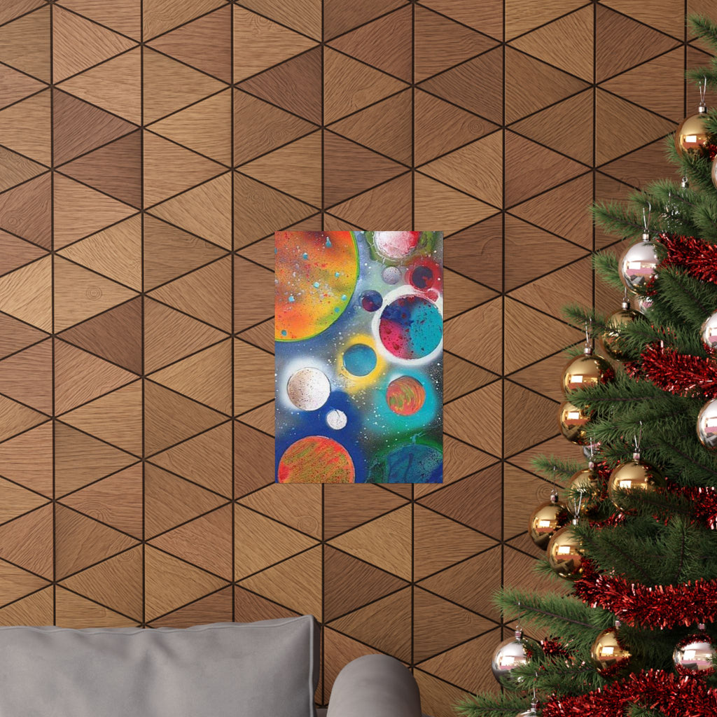 Galaxy Planets Print Matte Vertical Poster
