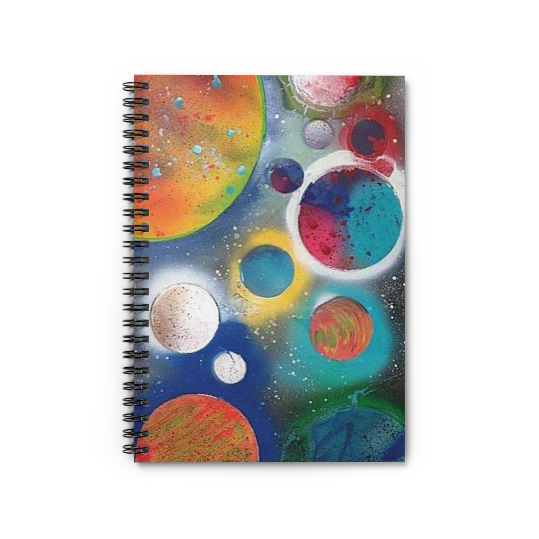 Galaxy Planets Spiral Notebook — Colorful Space Art Ruled Journal