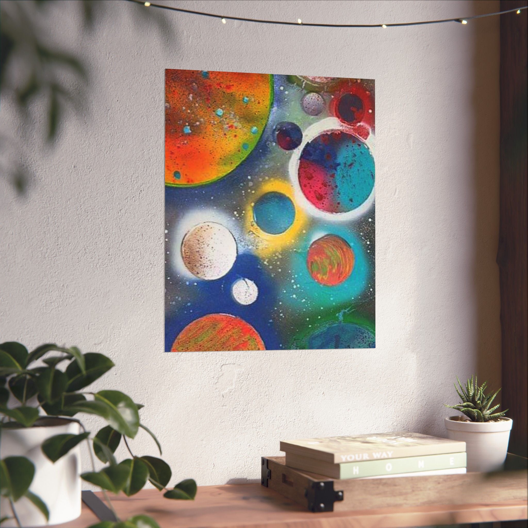 Galaxy Planets Print Matte Vertical Poster