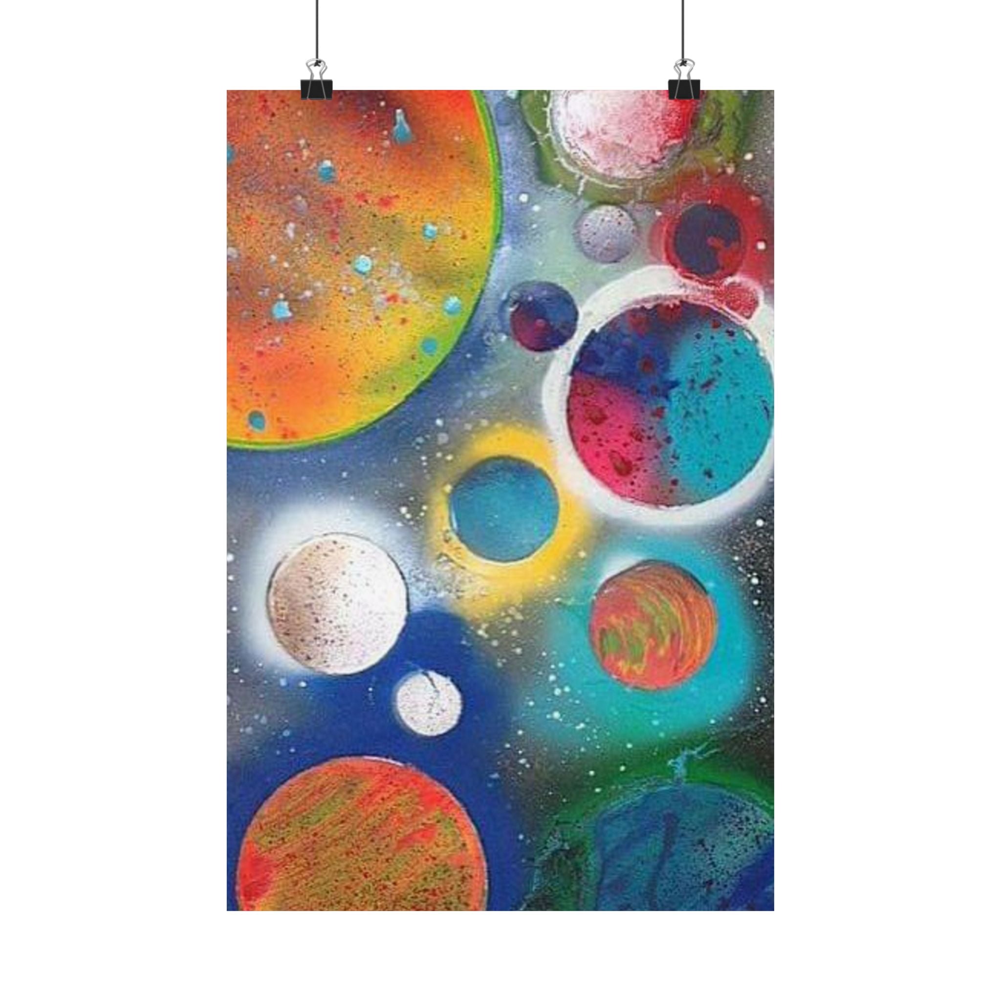 Galaxy Planets Print Matte Vertical Poster
