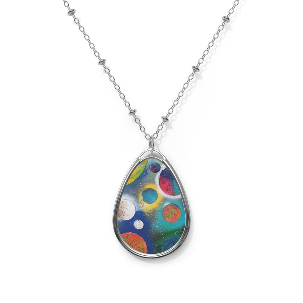 Galaxy Planets Oval Necklace