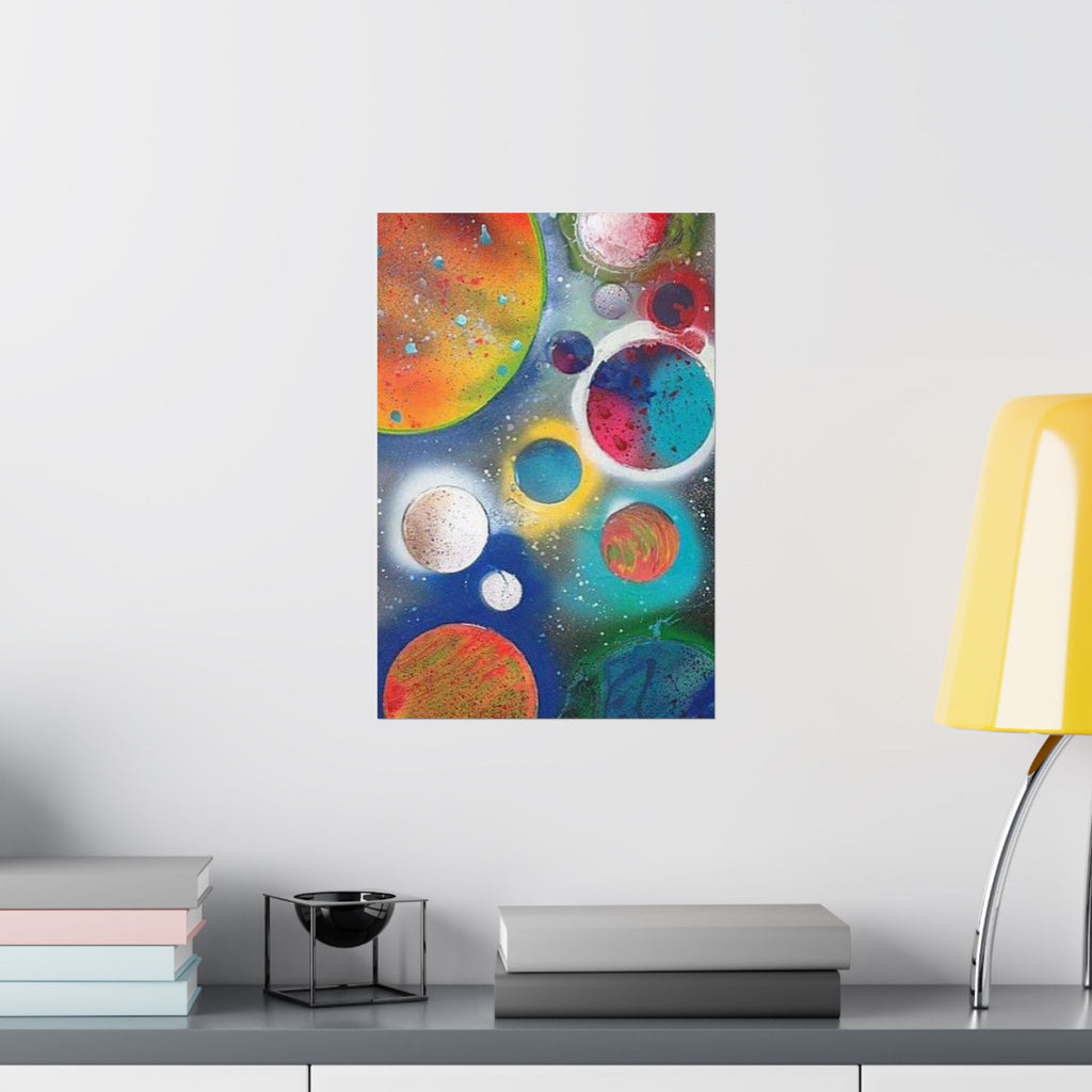 Galaxy Planets Print Matte Vertical Poster