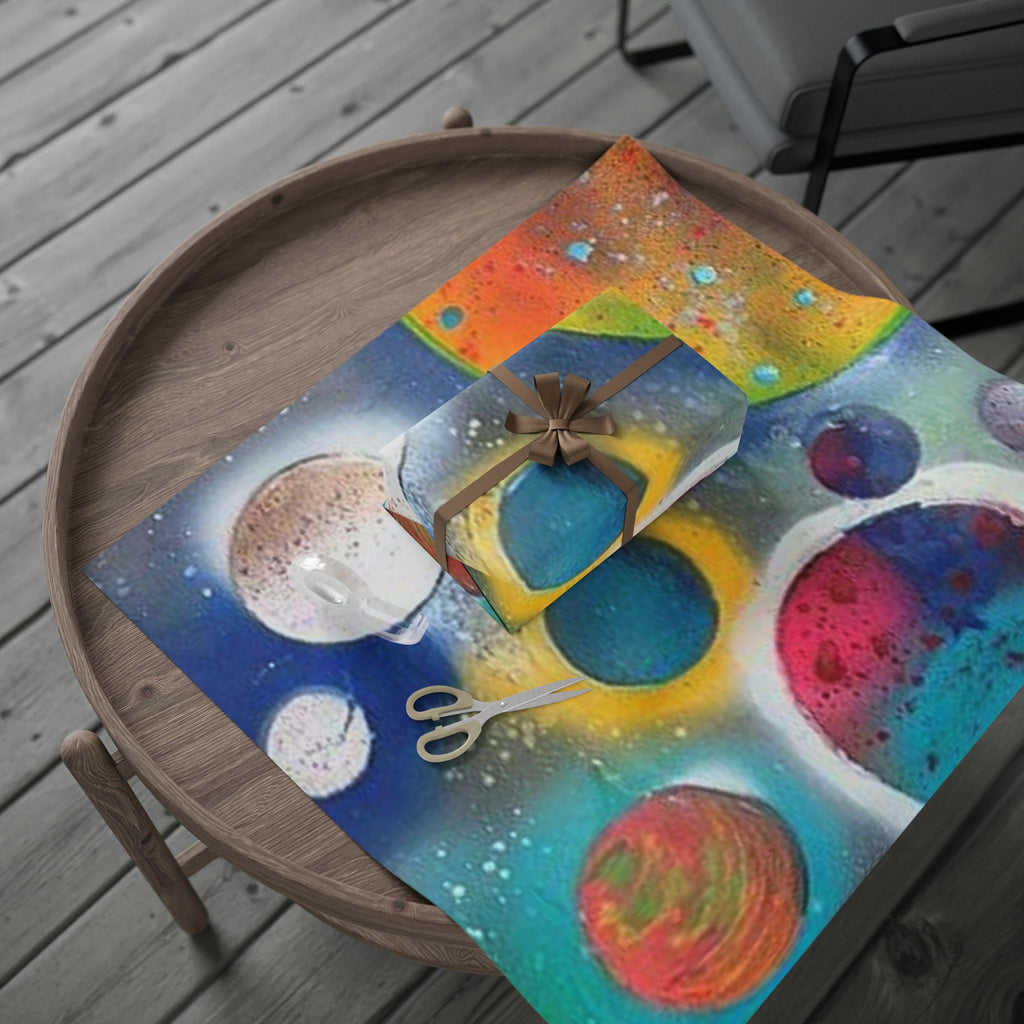 Galaxy Planets Print Wrapping Paper
