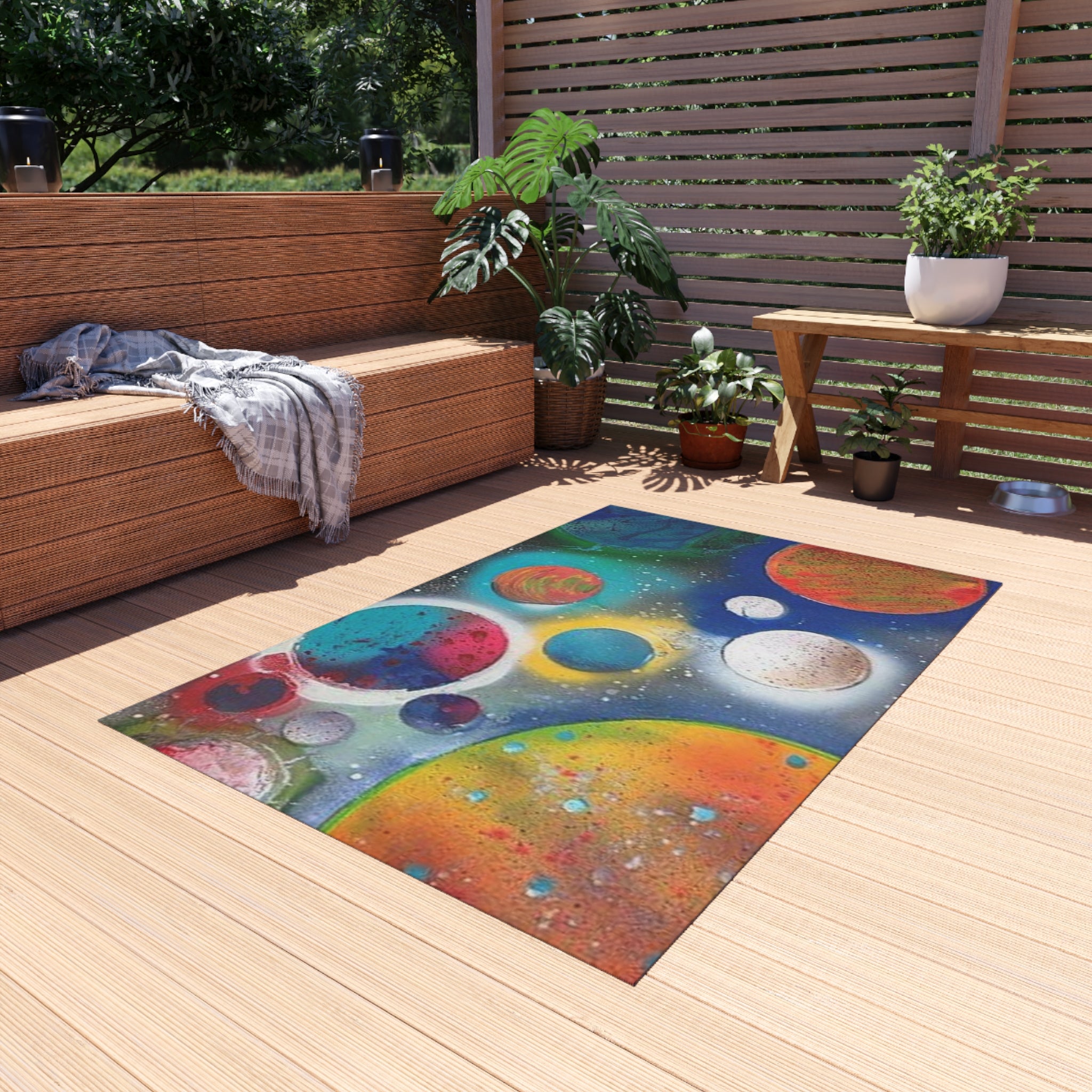Galaxy Planets Outdoor Rug