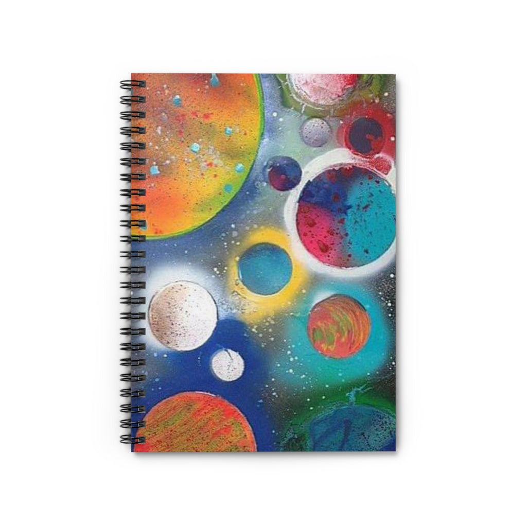 Galaxy Planets Rule Lined Spiral Notebook