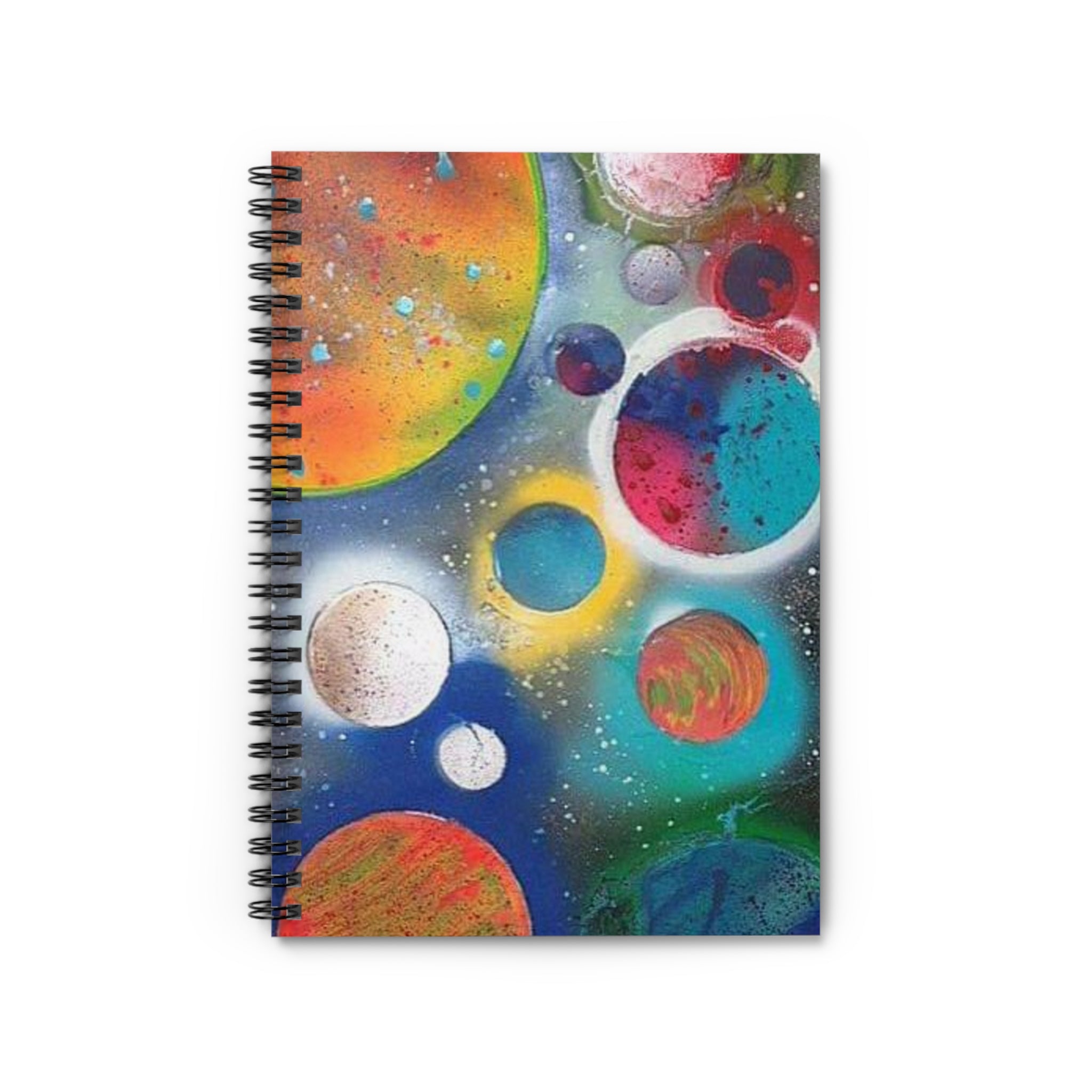 Galaxy Planets Rule Lined Spiral Notebook