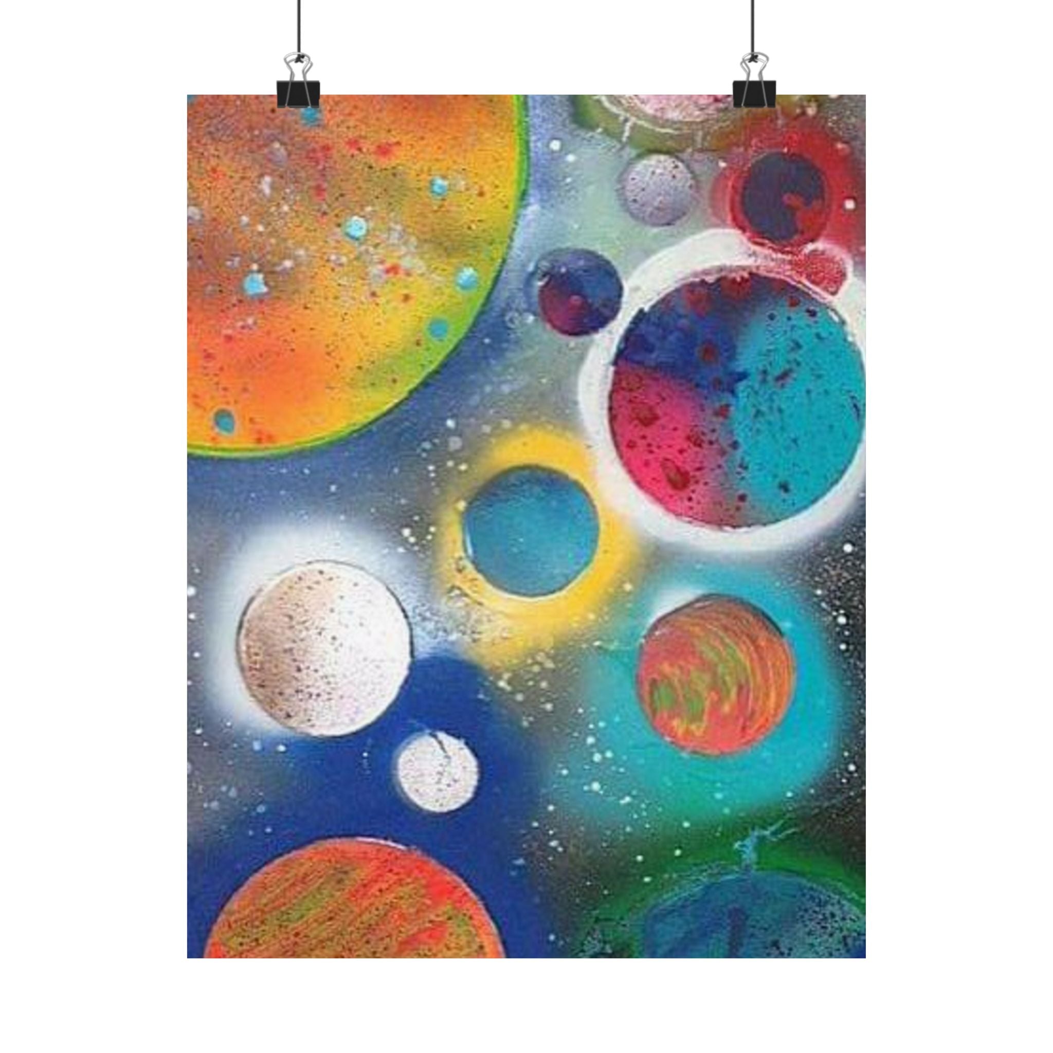 Galaxy Planets Print Matte Vertical Poster