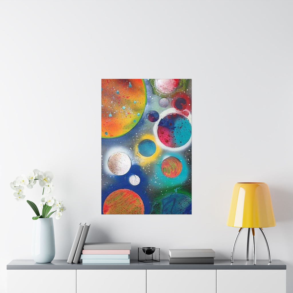 Galaxy Planets Print Matte Vertical Poster