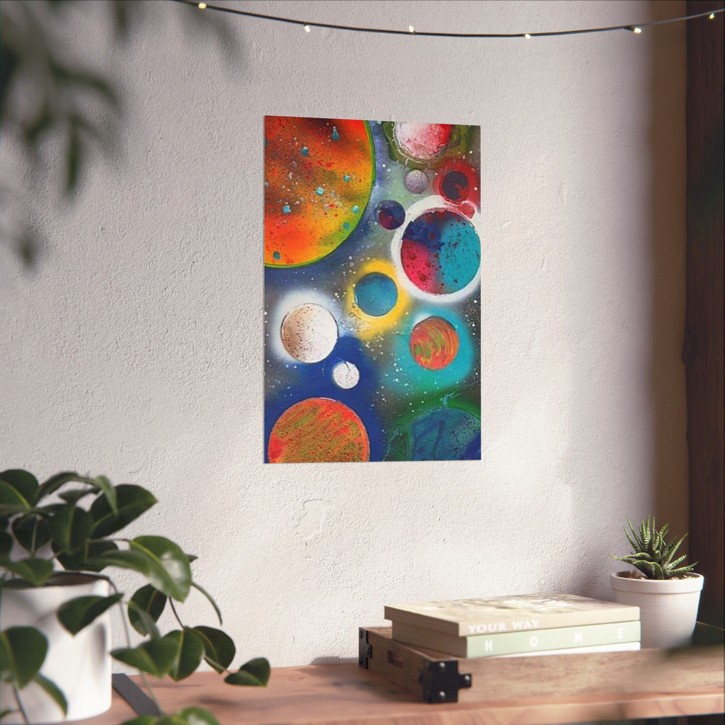 Galaxy Planets Print Matte Vertical Poster
