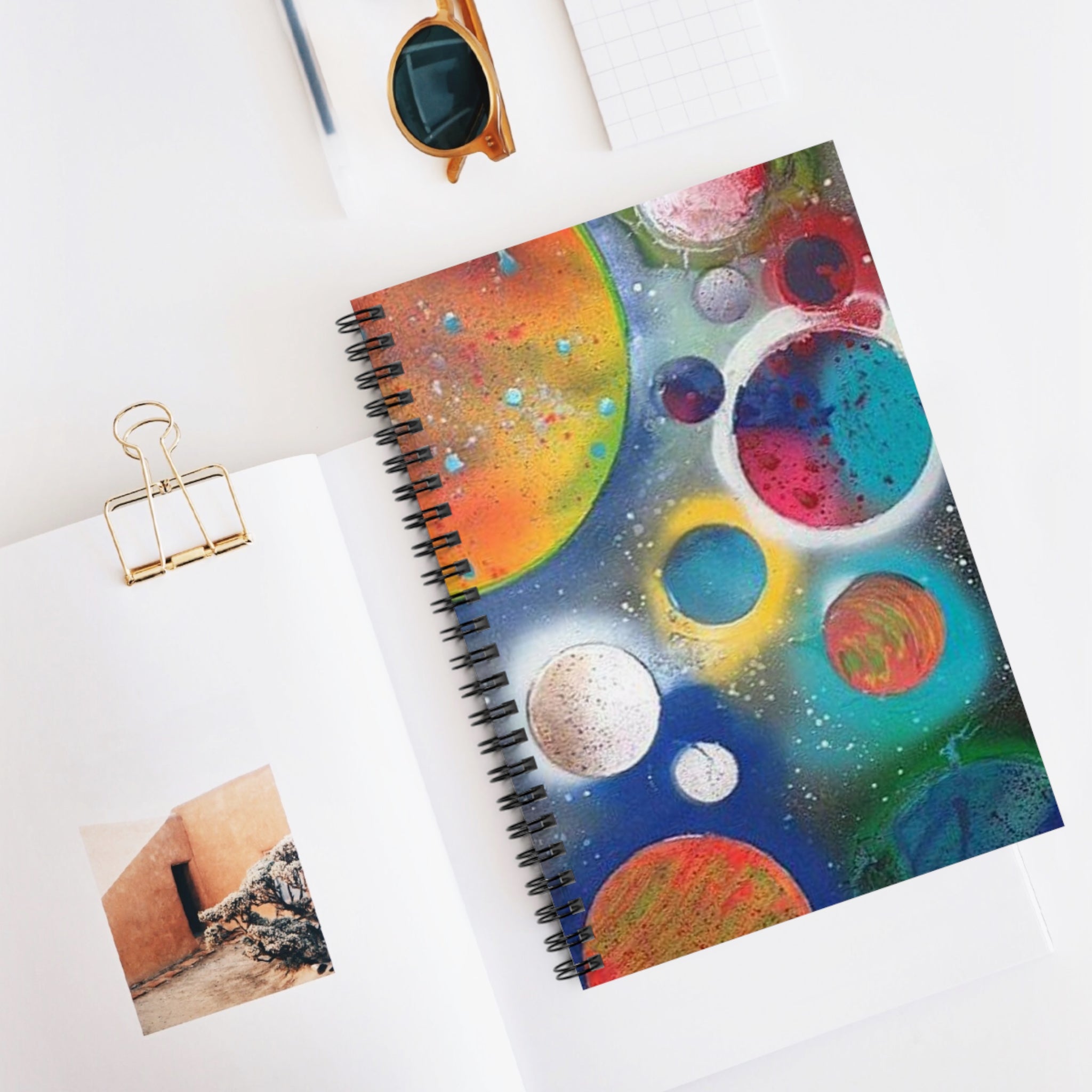 Galaxy Planets Rule Lined Spiral Notebook
