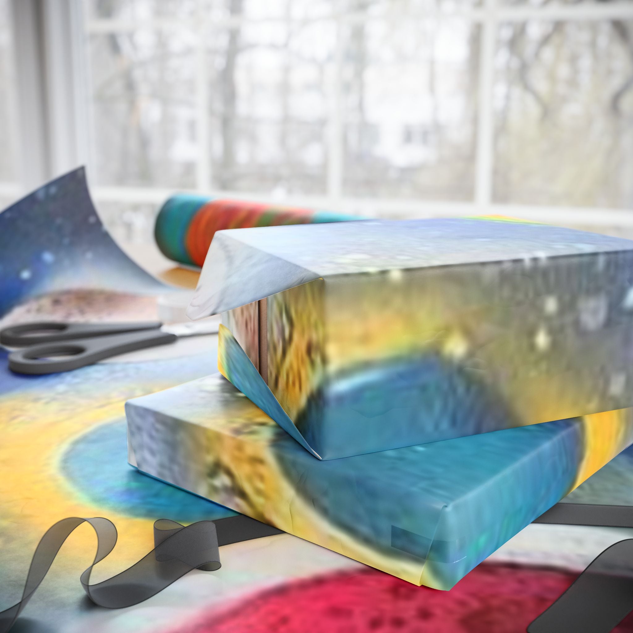 Galaxy Planets Print Wrapping Paper