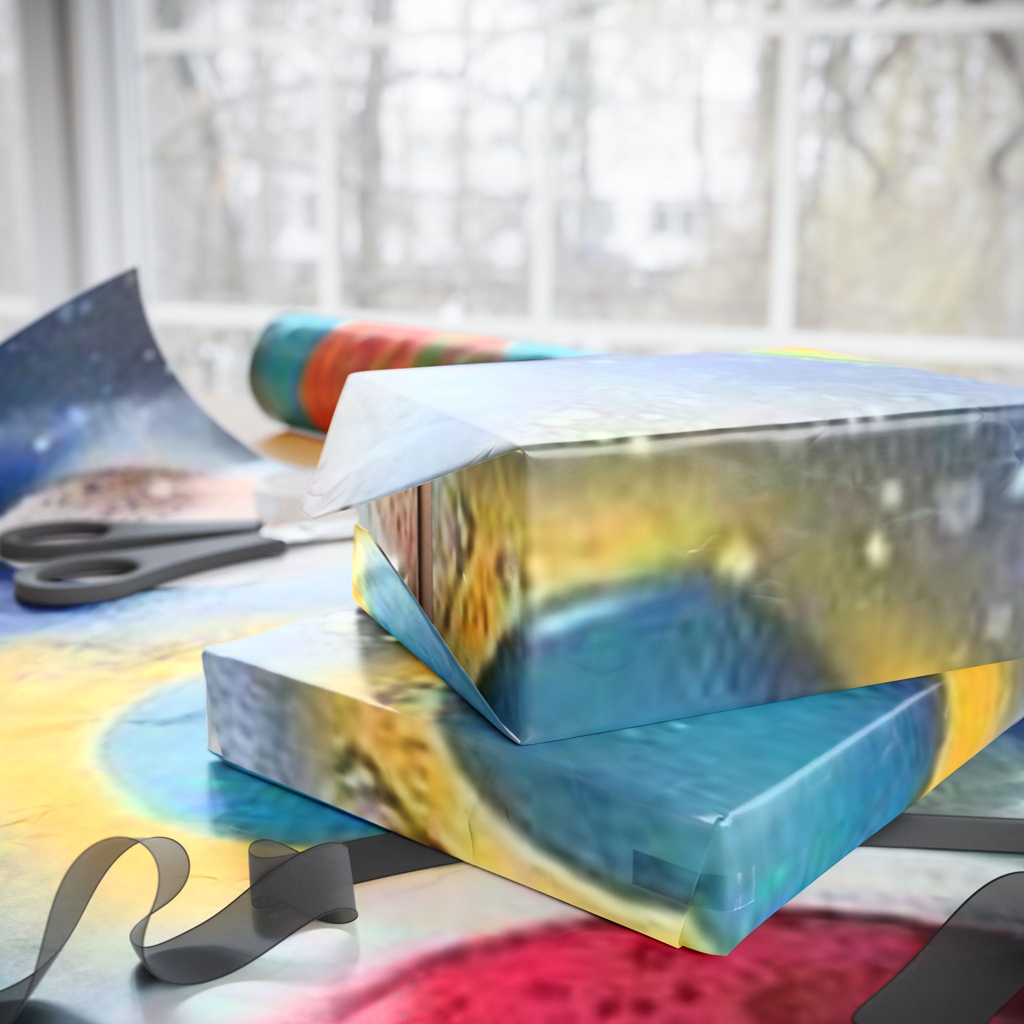Galaxy Planets Print Wrapping Paper