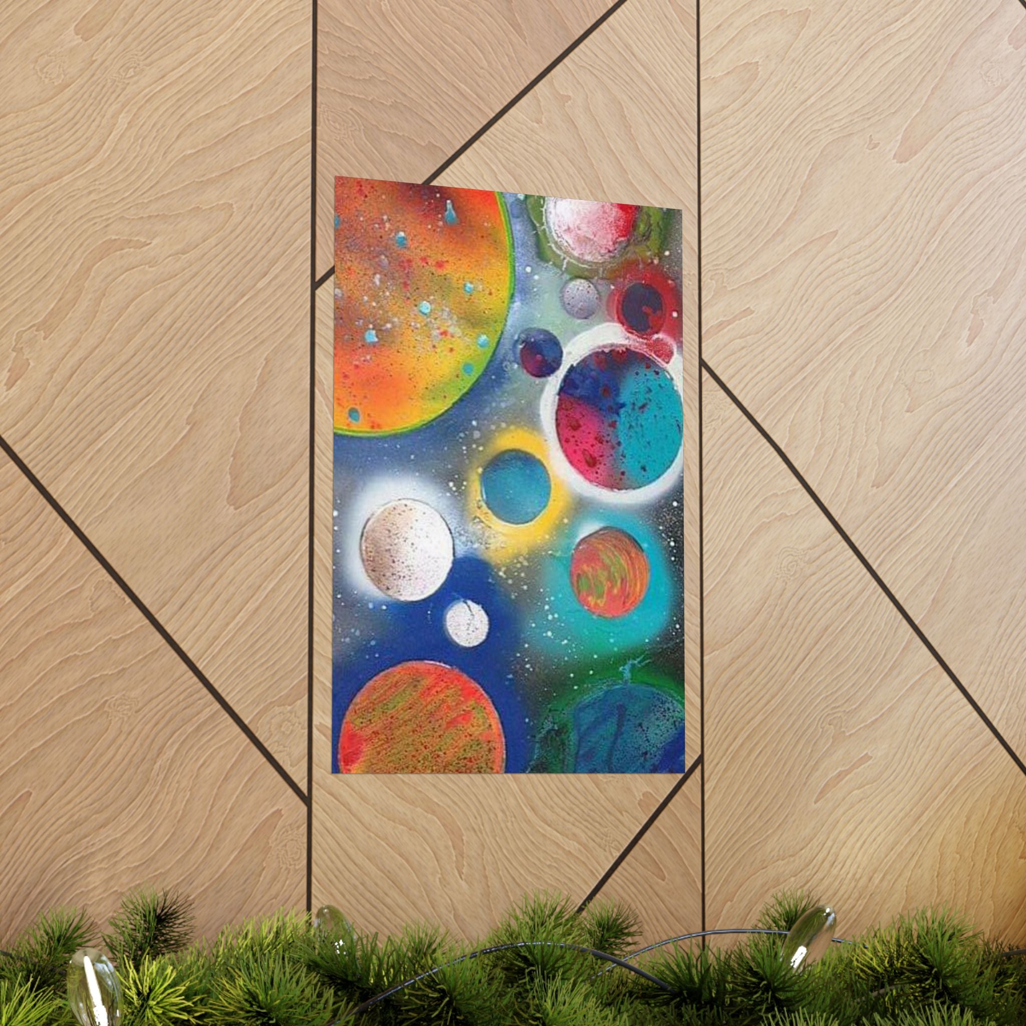 Galaxy Planets Print Matte Vertical Poster