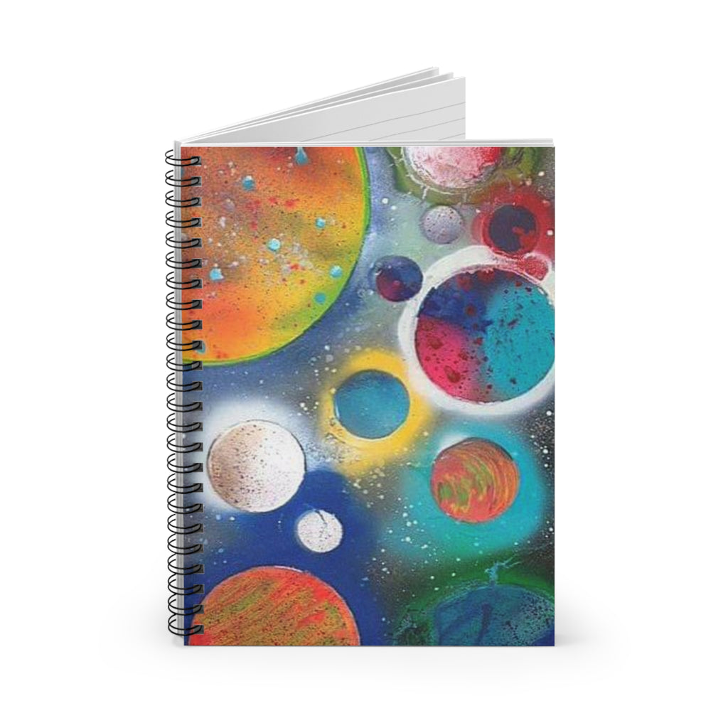Galaxy Planets Rule Lined Spiral Notebook