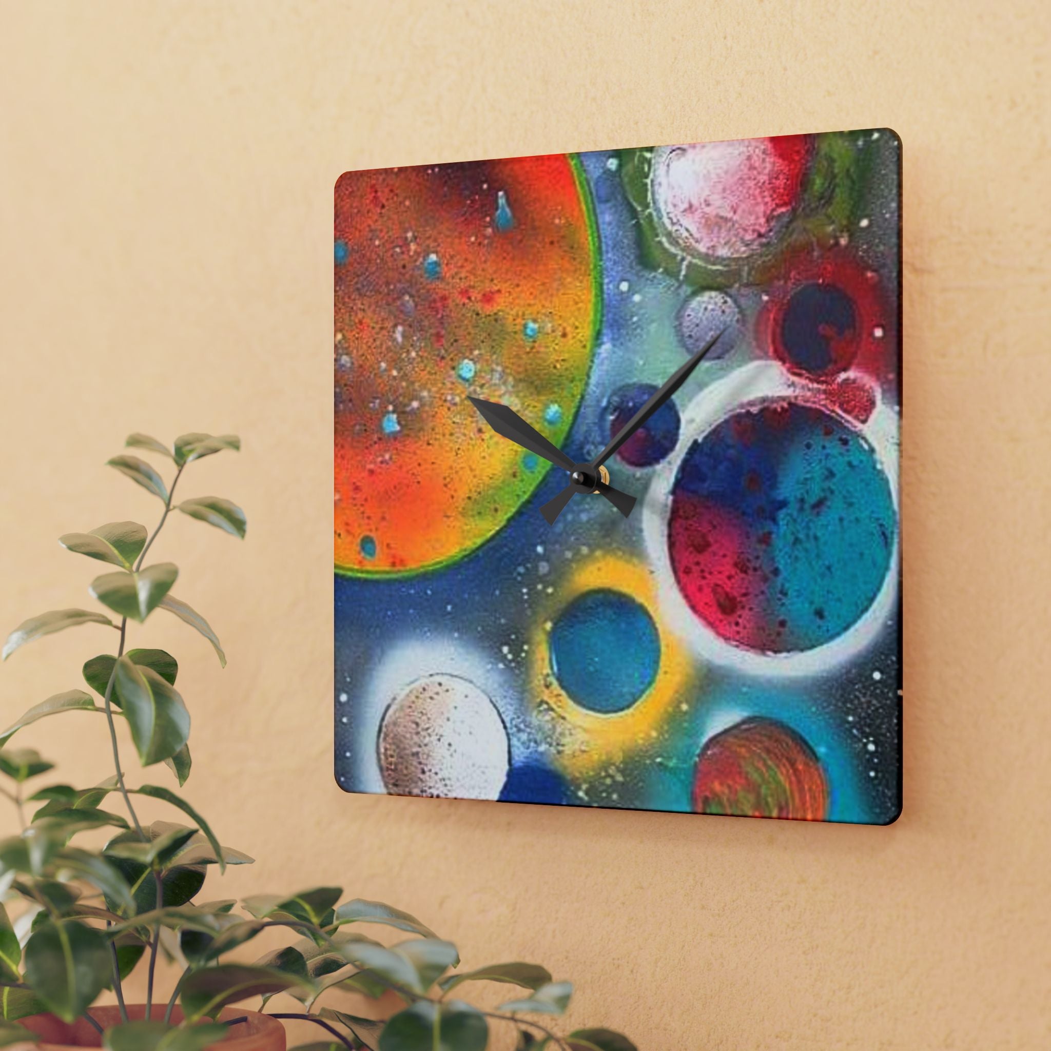 Galaxy Planets Acrylic Wall Clock