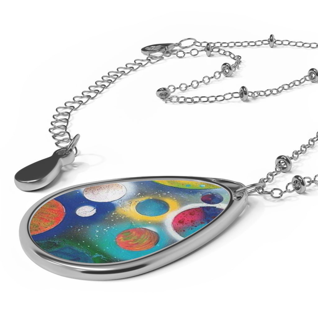 Galaxy Planets Oval Necklace