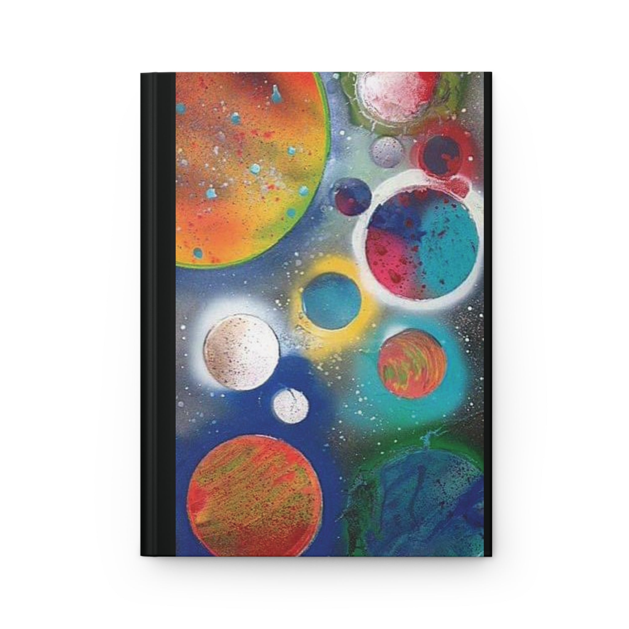 Space Planets Hardcover Journal — Colorful Abstract Cosmic Notebook for Notes & Sketches