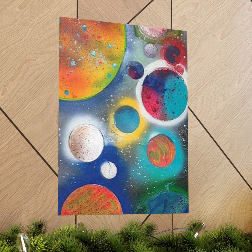 Galaxy Planets Print Matte Vertical Poster